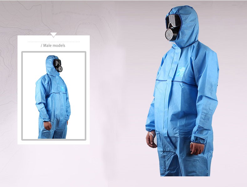 微護(hù)佳MG1500BL15-B-99-157-02淺藍(lán)色增強(qiáng)型有帽連體防護(hù)服圖片1