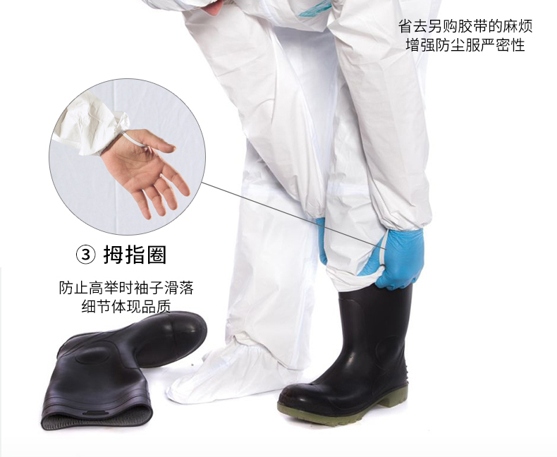 微護(hù)佳MG2000WH20-B-99-157-02白色標(biāo)準(zhǔn)型有帽連體防護(hù)服圖片7