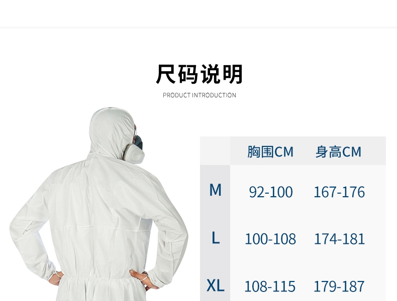 微護(hù)佳MG2000WH20-B-99-157-02白色標(biāo)準(zhǔn)型有帽連體防護(hù)服圖片5