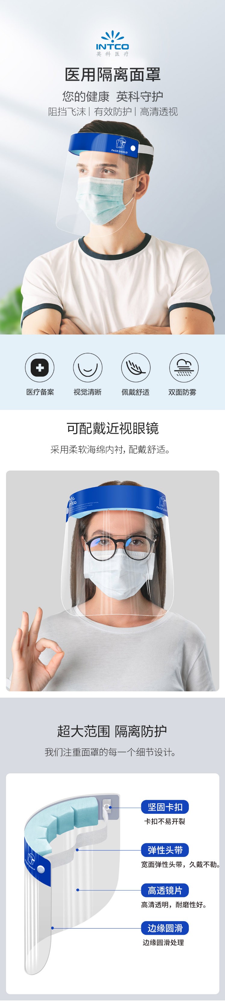 英科INFS229C一次性防護(hù)面屏圖1