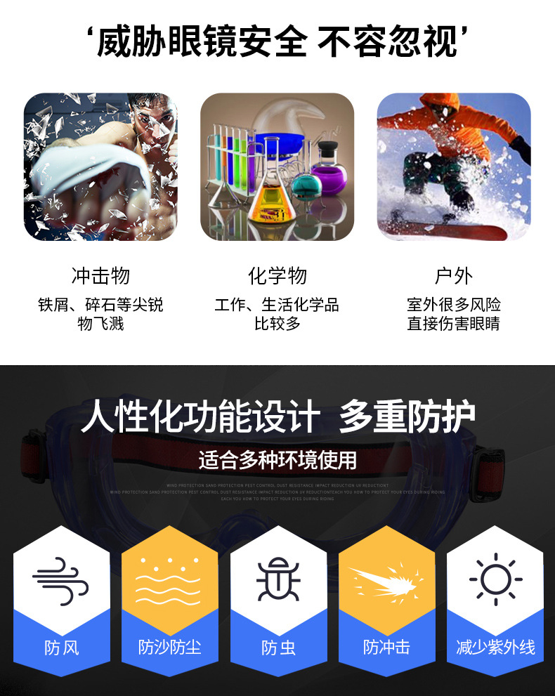 華特HT2921防霧防刮擦護(hù)目鏡圖片2