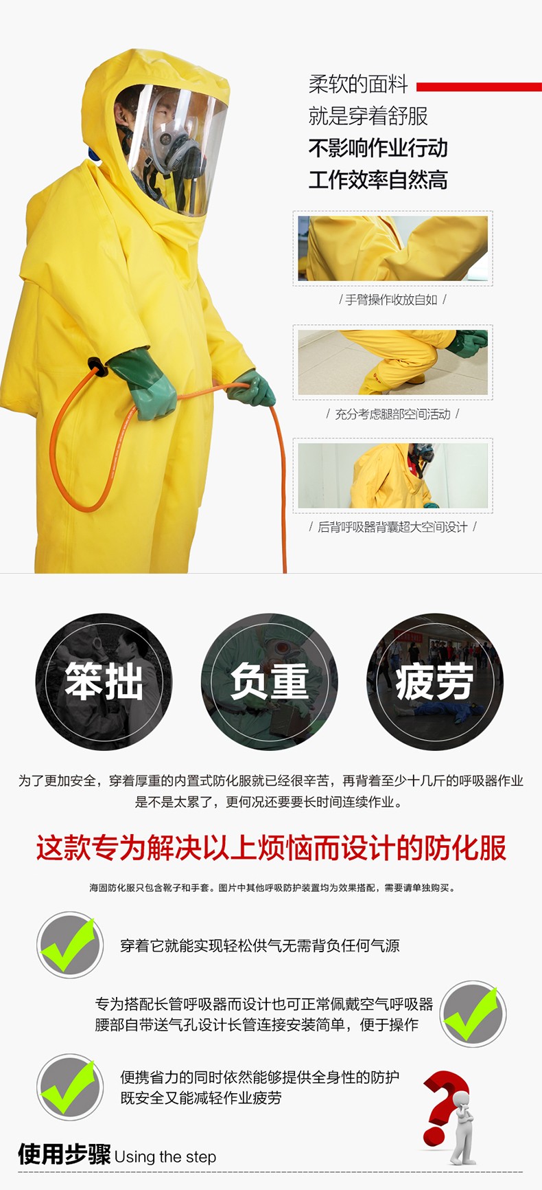 海固定制款！內(nèi)置外接 內(nèi)置插孔防化服圖片2