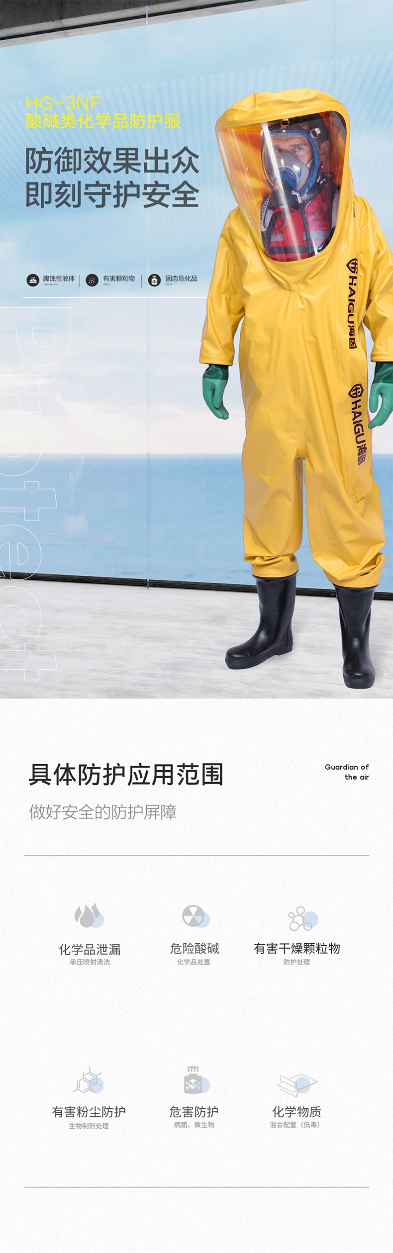 海固HG-3NF全封閉重型防化服 內(nèi)置三級(jí)防化服 (不含空氣呼吸器)圖片1