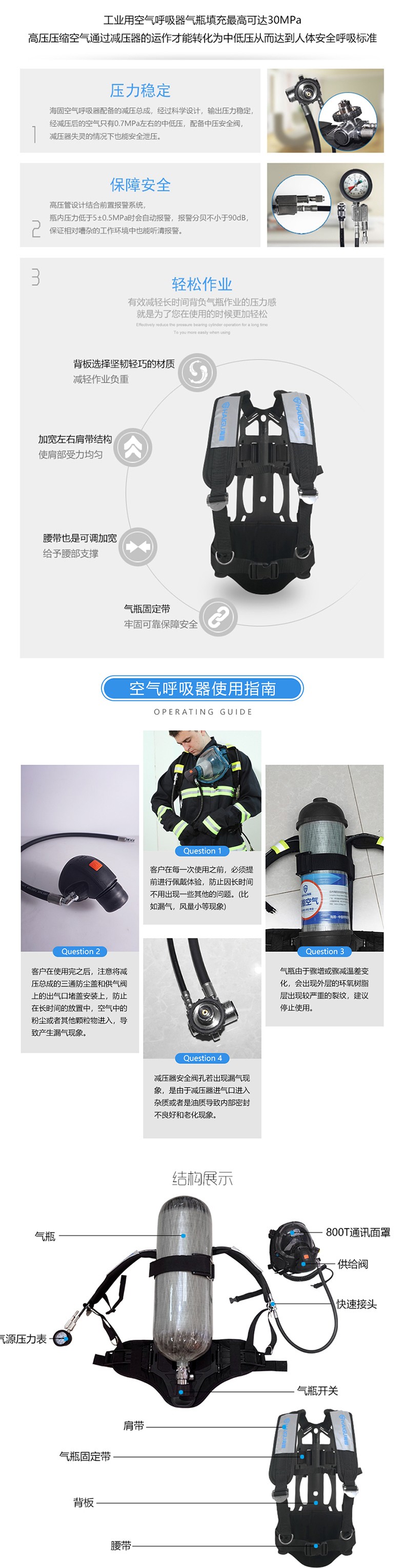 海固RHZKF12T/30 正壓式空氣呼吸器(裝配800T通訊面罩)圖片4