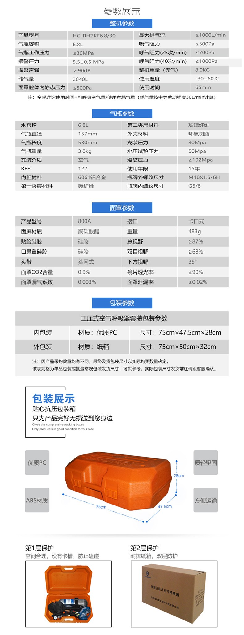海固RHZKF6.8/30(快充款) 正壓快充式空氣呼吸器 快速充氣 碳纖維呼吸器圖片4