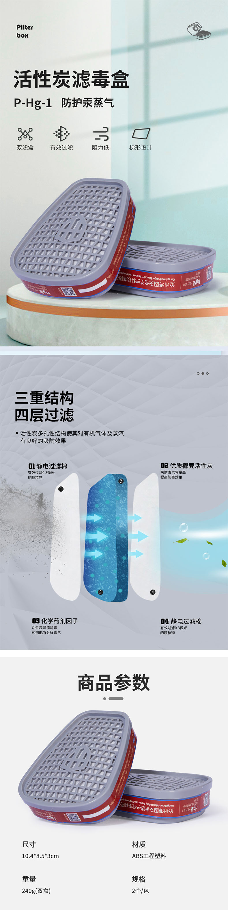 海固P-Hg-1一級防汞防水銀濾毒盒圖片