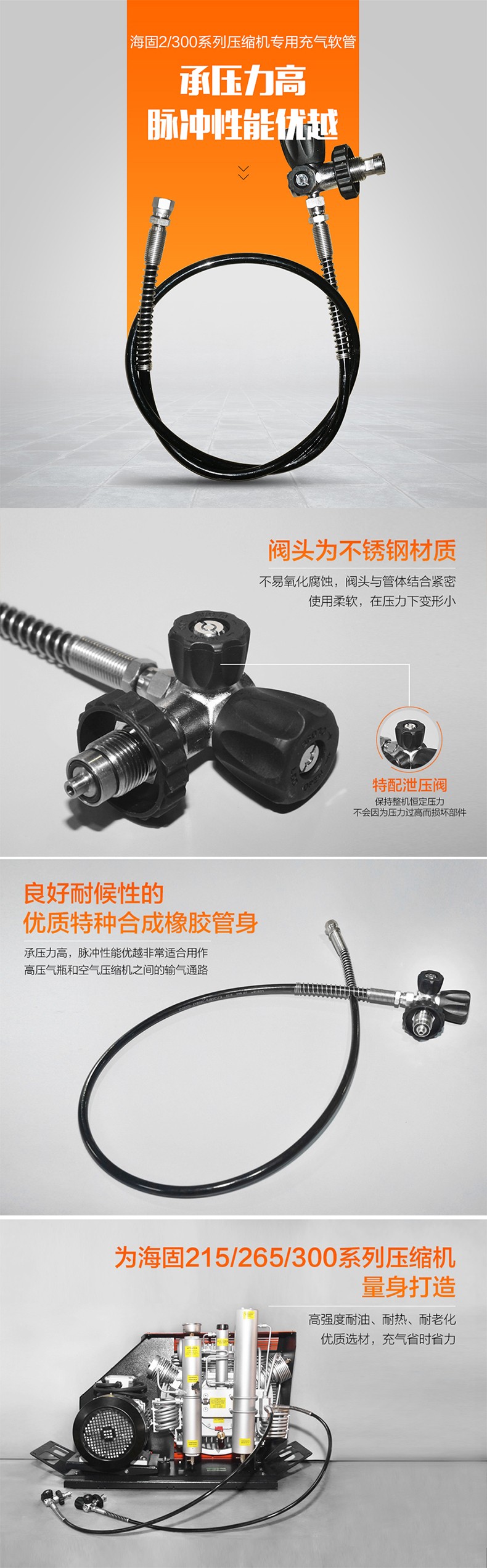 海固CQ300-RG+JT/X高壓空氣壓縮機(jī)專用充氣軟管圖片