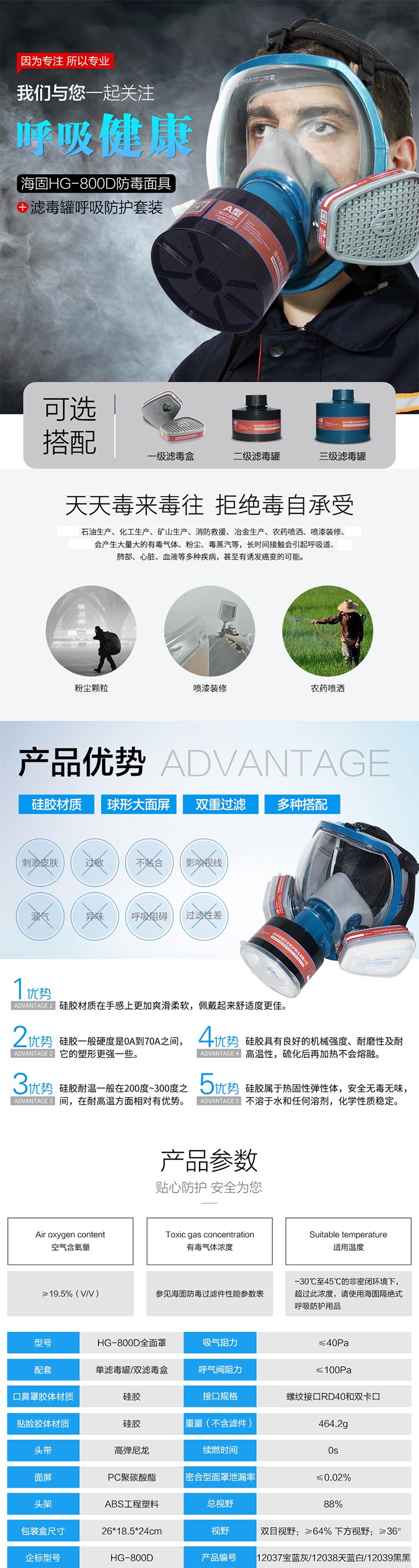 海固HG-800D P-Hg-3全面罩水銀防毒面具圖片