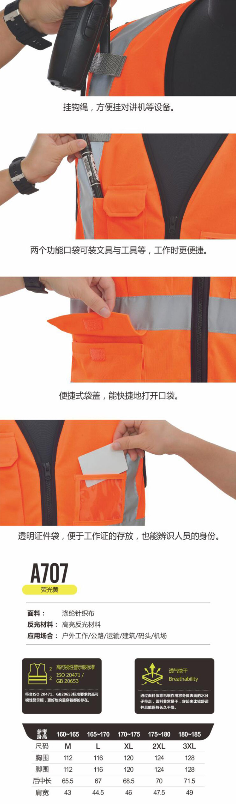 安大叔A707多口袋款示反光背心圖片