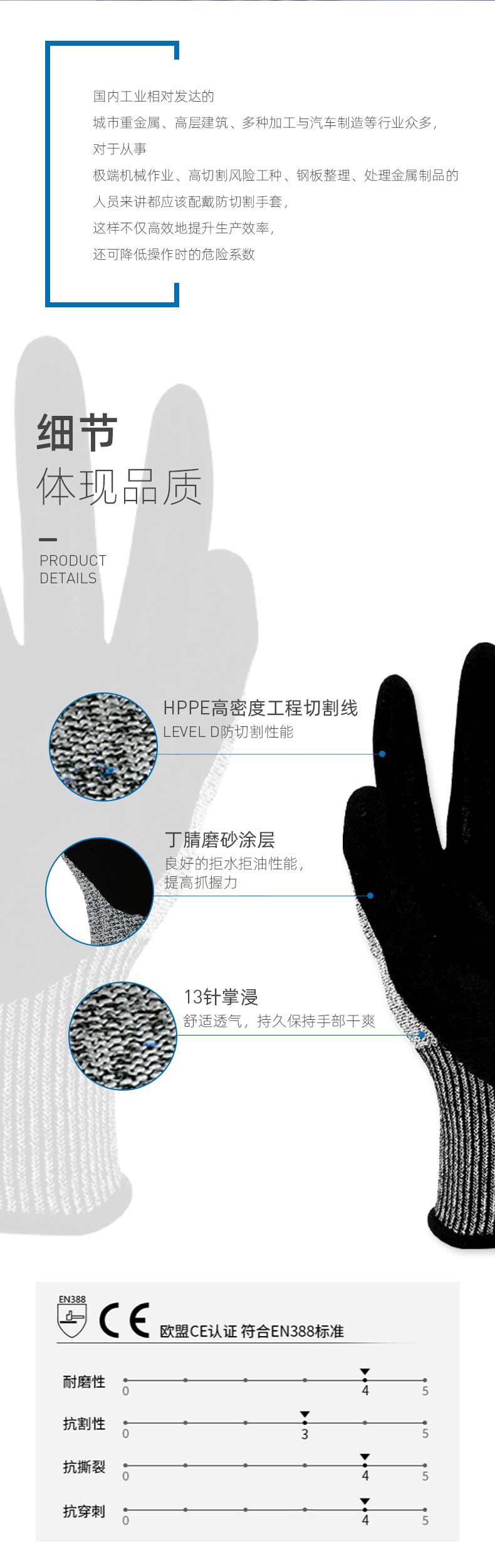 瑞氪維爾RW2401丁腈磨砂5級(jí)防割手套圖片3