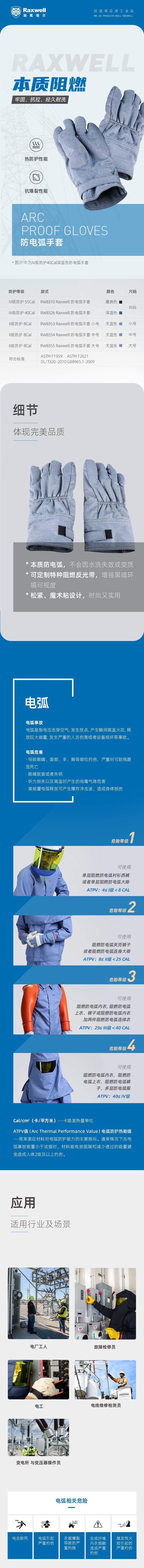 瑞氪維爾RW8353天藍(lán)色防電弧手套圖片