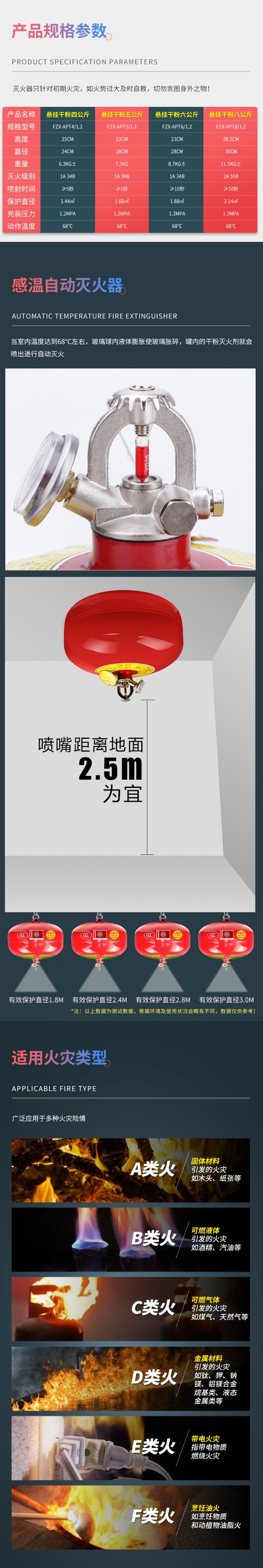 淮海吊式溫控懸掛干粉滅火器圖片