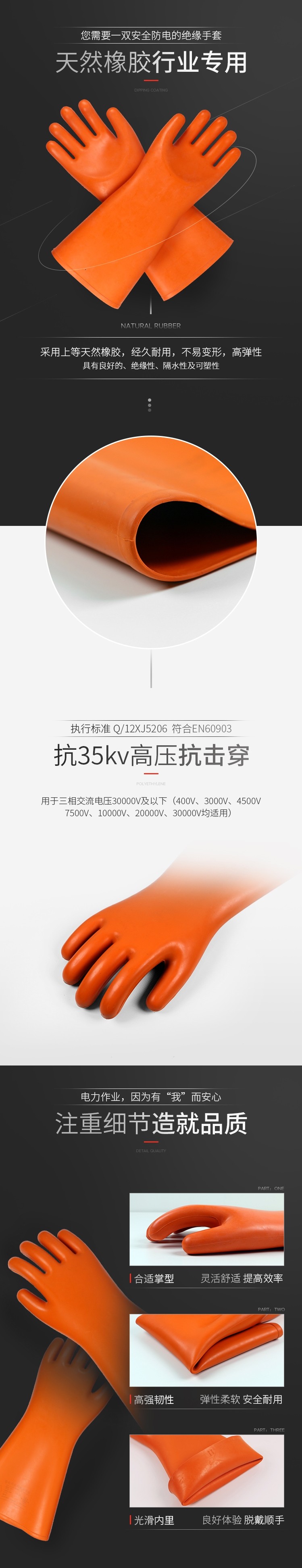 安全牌S035帶電作業(yè)絕緣手套圖片