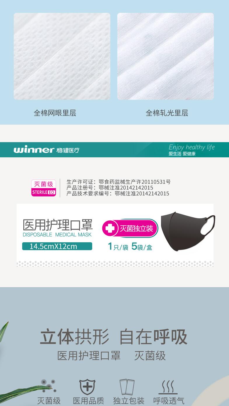 穩(wěn)健604-007378一次性醫(yī)用口罩圖片1