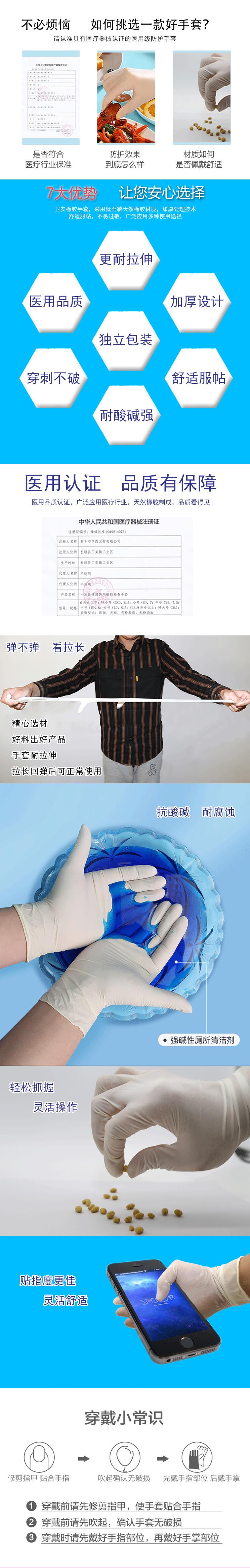 衛(wèi)安橡膠一次性醫(yī)用手套圖片