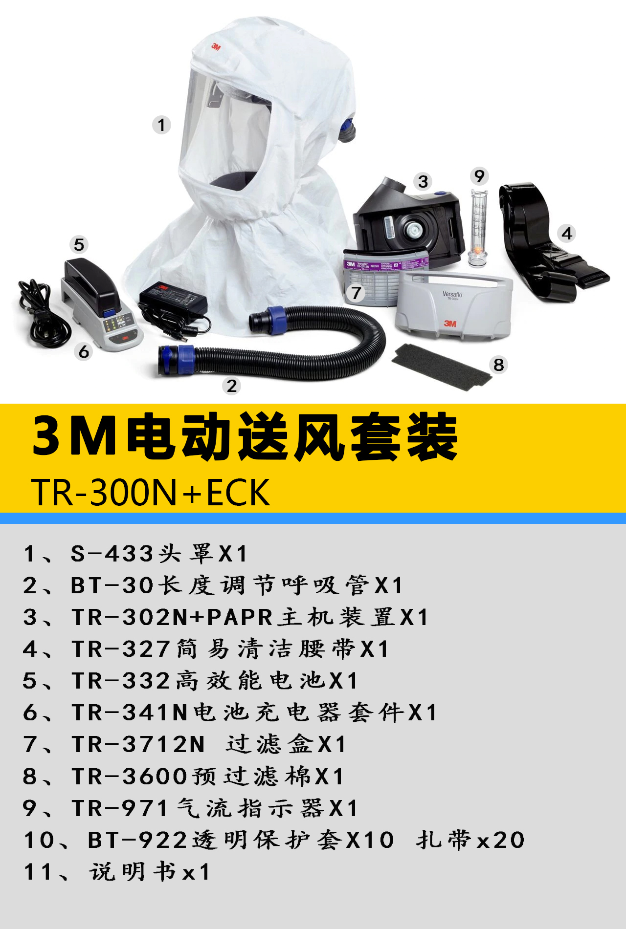 3M TR300N+ECK輕型電動(dòng)送風(fēng)套裝