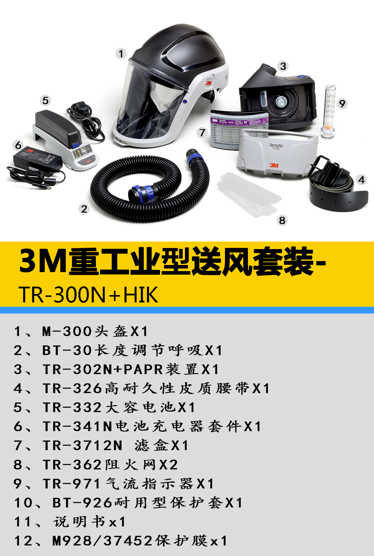 3M TR300N+HIK重工業(yè)型電動送風(fēng)套裝