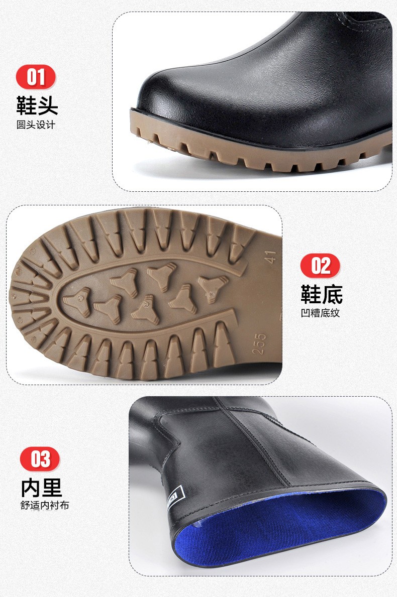 回力8128黑色耐油防滑中簡(jiǎn)雨靴圖片2