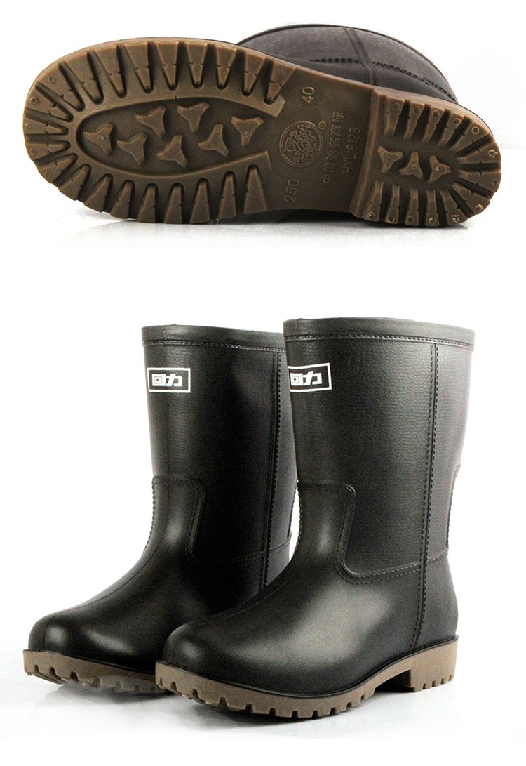 回力8128黑色耐油防滑中簡(jiǎn)雨靴圖片5