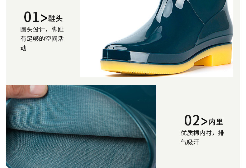 回力813墨綠色PVC中筒雨靴圖片11