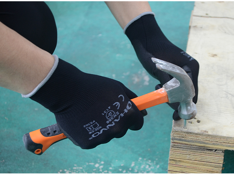 恒輝PE302薄款透氣PU涂層勞保手套圖片5