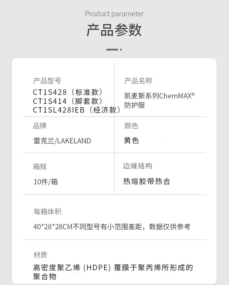 雷克蘭CT1SL428IEB凱麥斯ChemMax 1耐強(qiáng)酸強(qiáng)堿帶帽連體防化服9