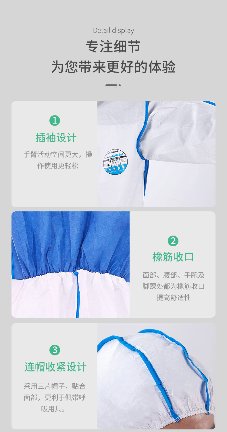 雷克蘭EMNC428涼爽型麥克斯帶帽連體防護(hù)服圖片6