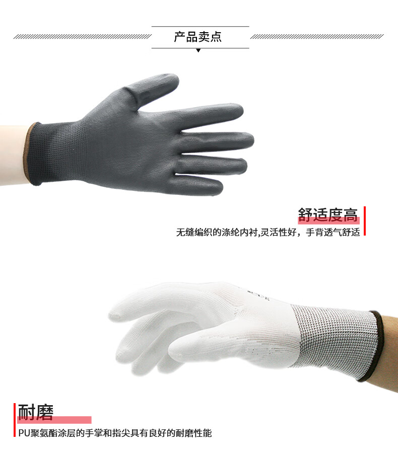 PIP 33-B105經(jīng)濟(jì)款黑色PU涂層勞保手套圖片2