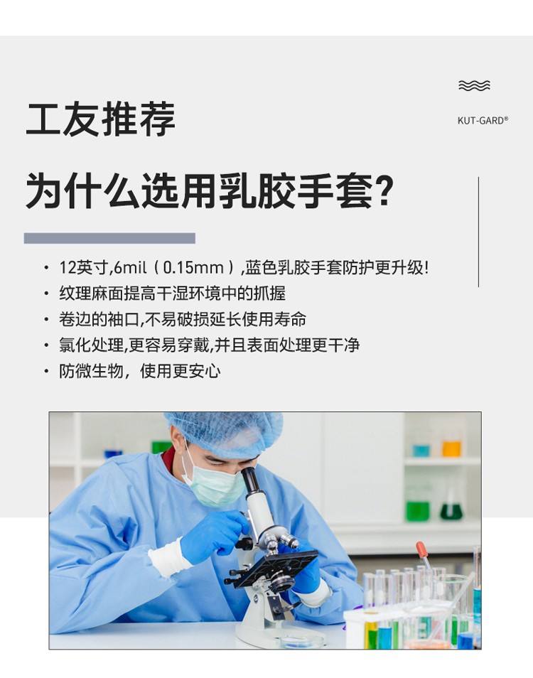 PIP 62-621PF藍(lán)色防滑耐磨一次性乳膠手套圖片6