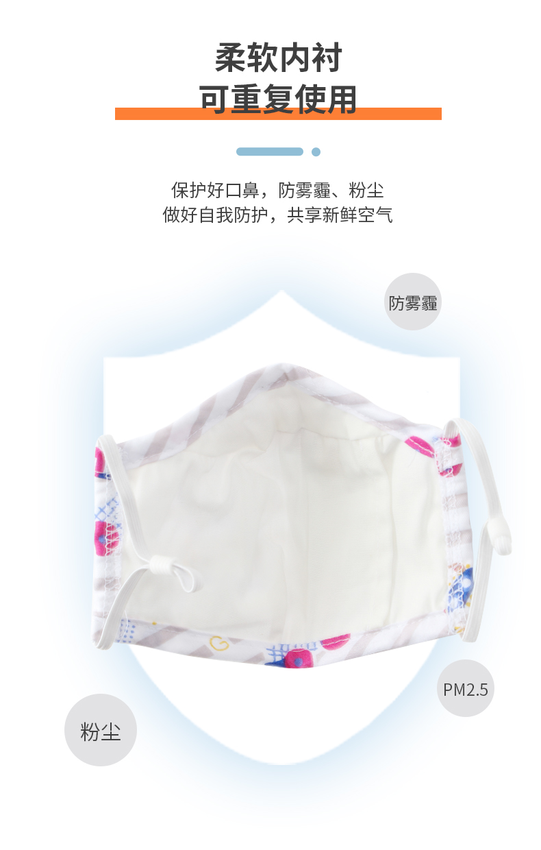 藍(lán)星藍(lán)色耳戴式兒童棉布口罩4