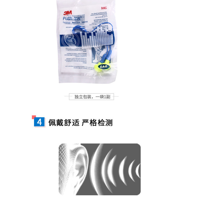 3M318-1005免揉搓帶線防噪音耳塞圖片6