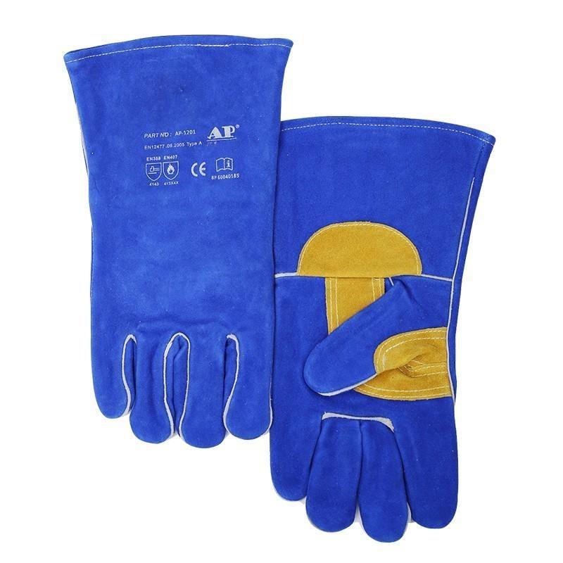 友盟AP-1201彩藍(lán)色隔熱防火牛二層皮電焊手套圖片4
