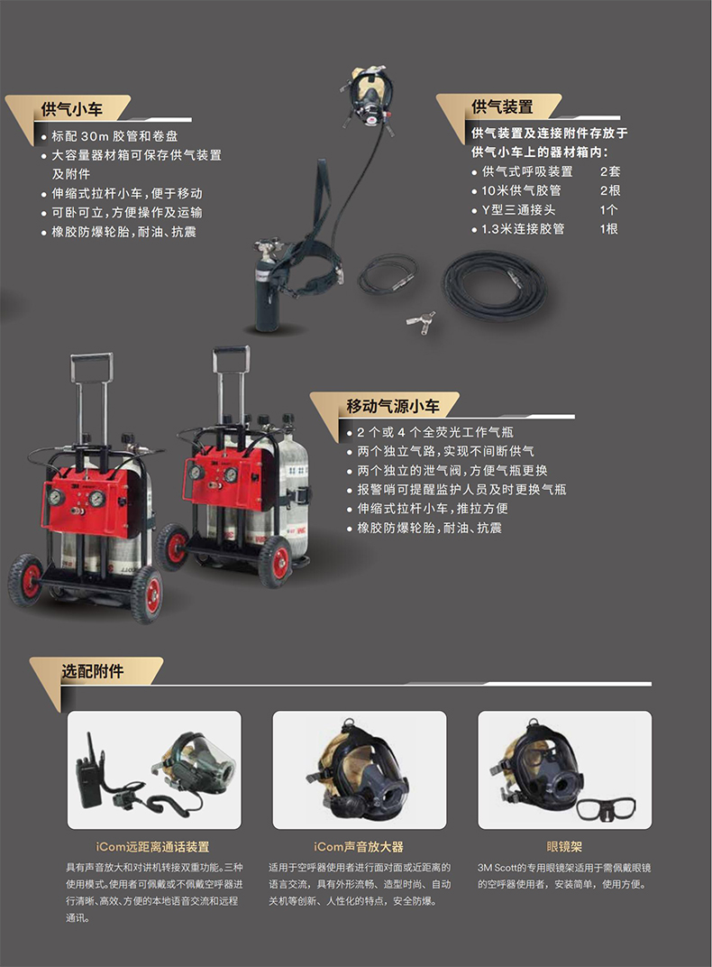 3M SCOTT CG-7/4415ATE移動(dòng)氣源供氣小車長(zhǎng)管呼吸器3