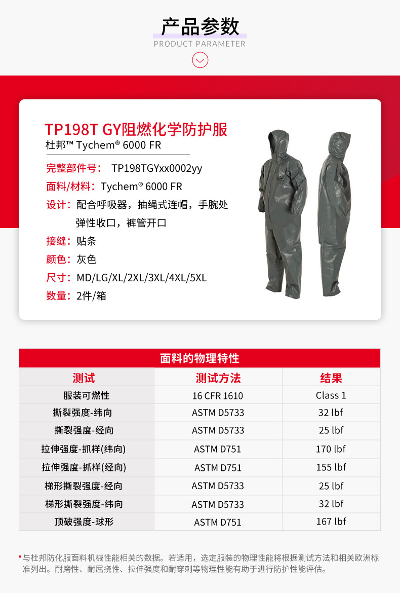 杜邦Tychem6000FR TP198T GY阻燃防化服C級(jí)化學(xué)防護(hù)服灰色4