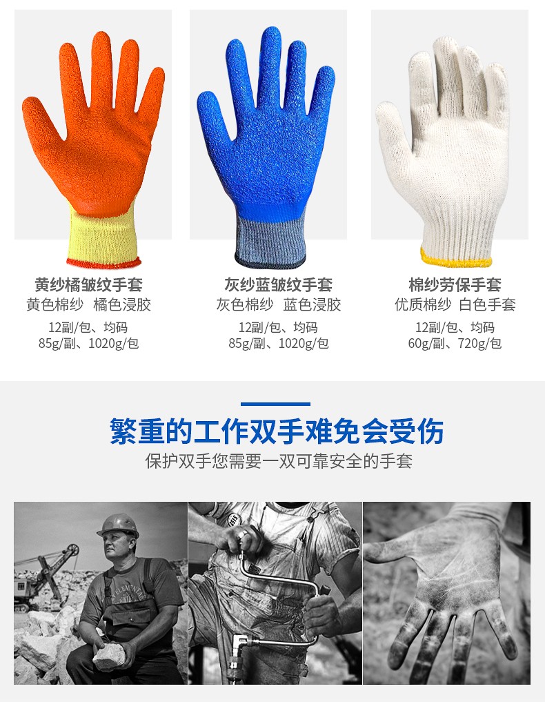 塞莫詩CG906BG灰紗蘭耐磨勞保手套圖片2