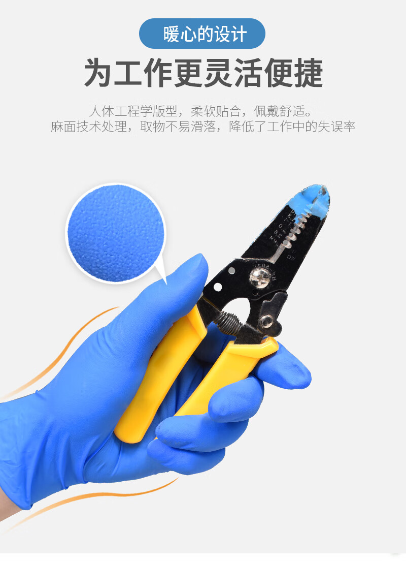 塞莫詩N1201BL加長型藍(lán)色一次性丁腈手套圖片7