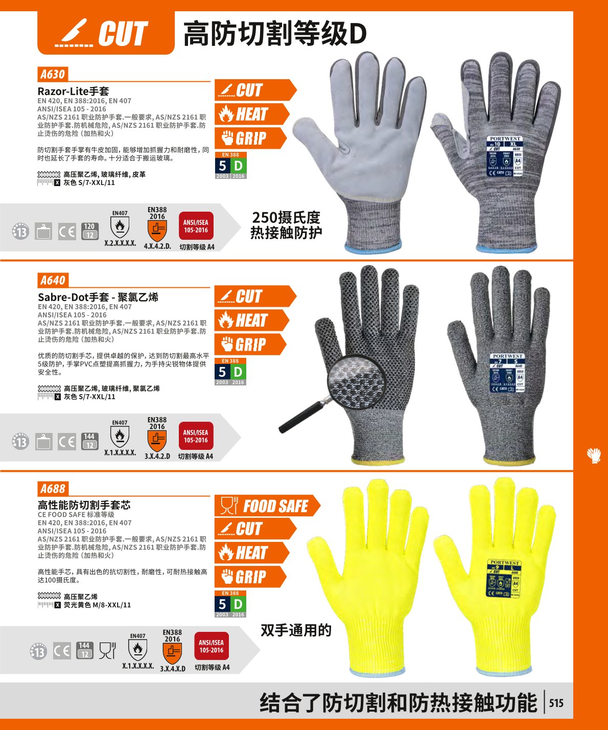 波偉斯特Portwest A640 Sabre-Dot防切割手套1