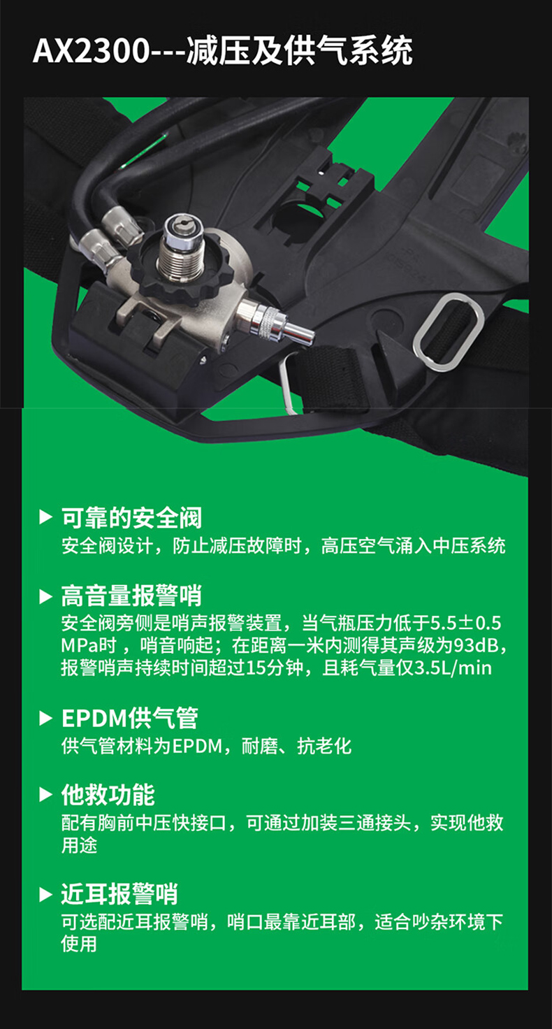 MSA梅思安10241810正壓式空氣呼吸器9L無(wú)表瓶閥AX2300 7