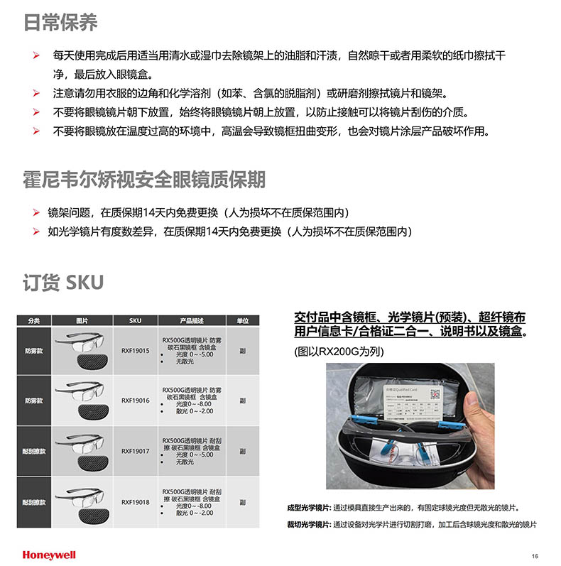 Honeywell霍尼韋爾RXF19016 RX500G碳石黑全框型矯視安全眼鏡防霧款5