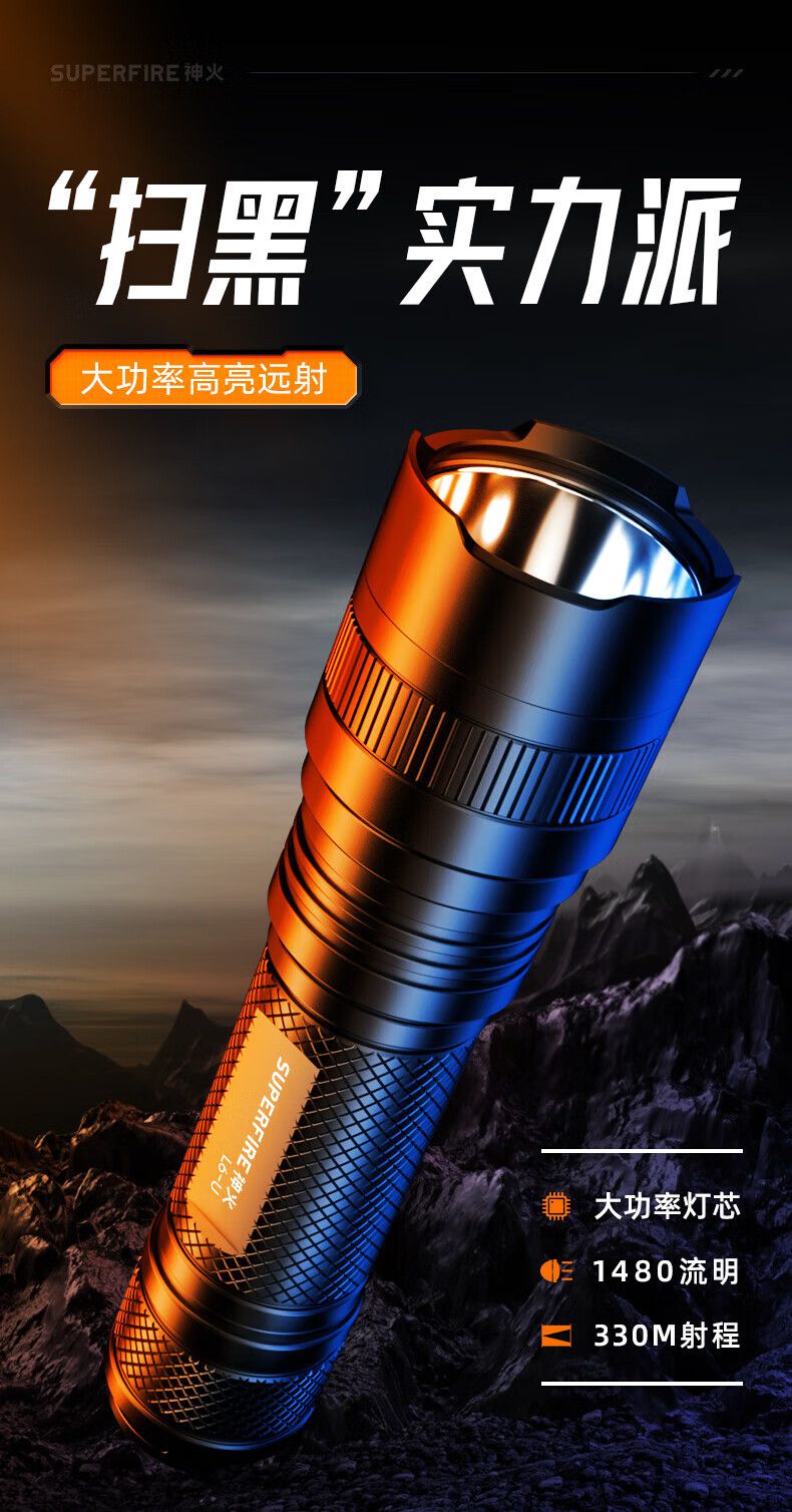 神火L6-U大功率燈芯手電筒1.jpg