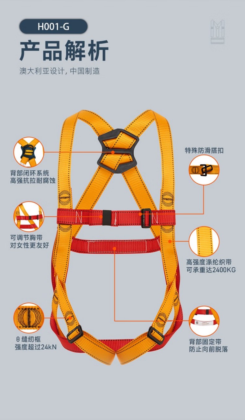 PIP H001-G經(jīng)濟(jì)款單掛點(diǎn)全身式安全帶3