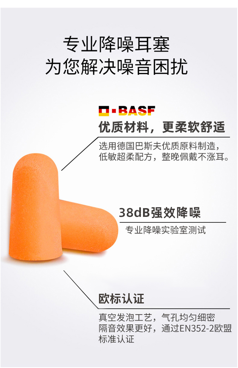 定和DH1014子彈型PU泡棉隔音防降噪耳塞填充包2