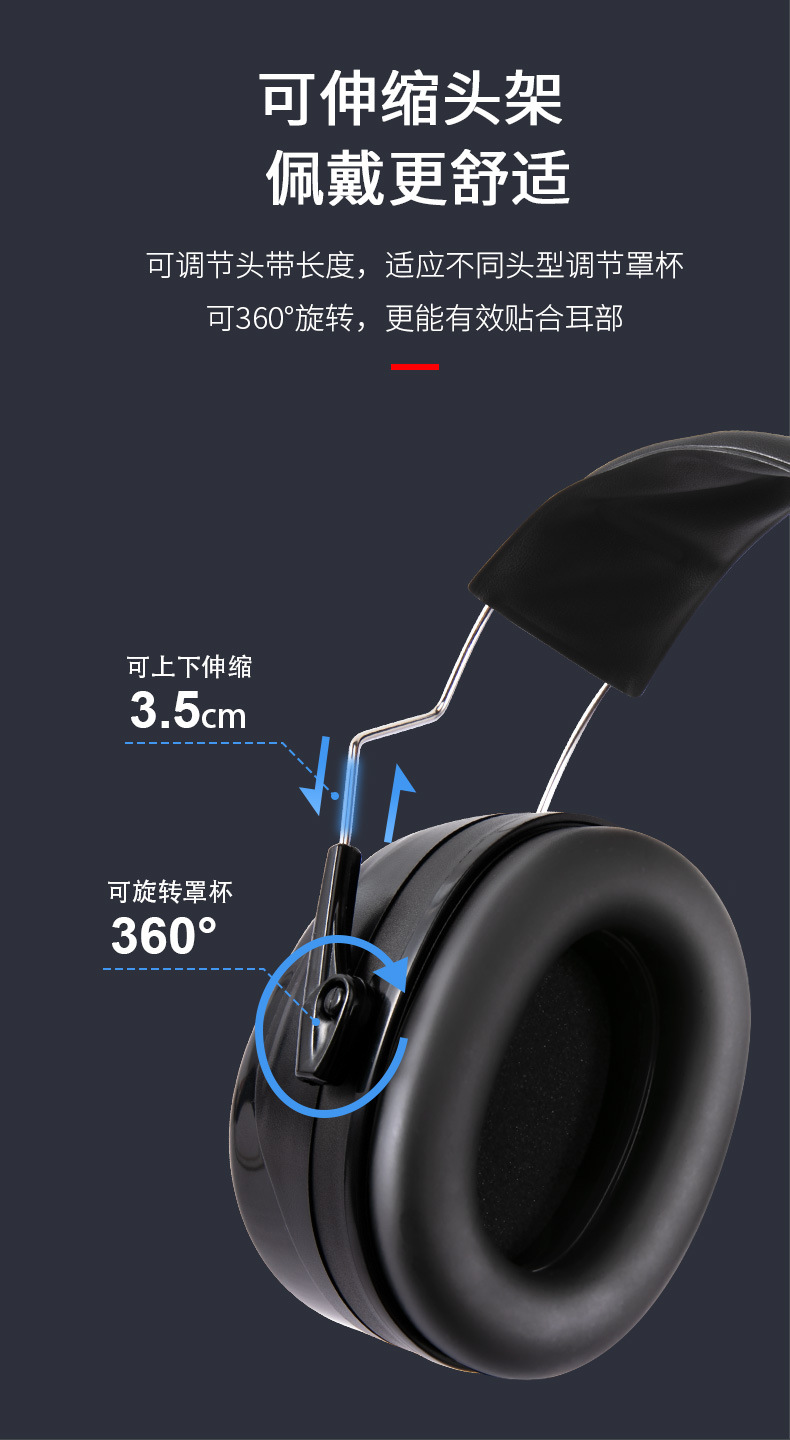 定和DH1021BK頭戴式ABS防噪音耳罩5