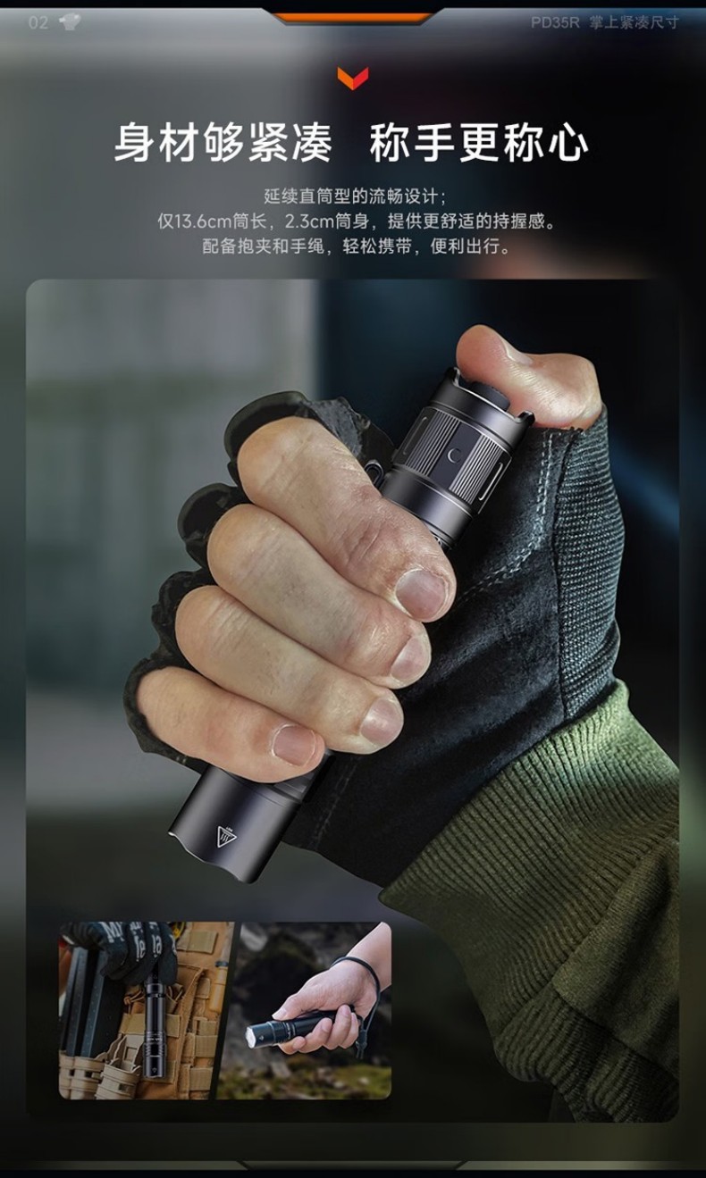 FENIX菲尼克斯PD35R PD系列緊湊型充電戰(zhàn)術(shù)小直筒手電3.jpg