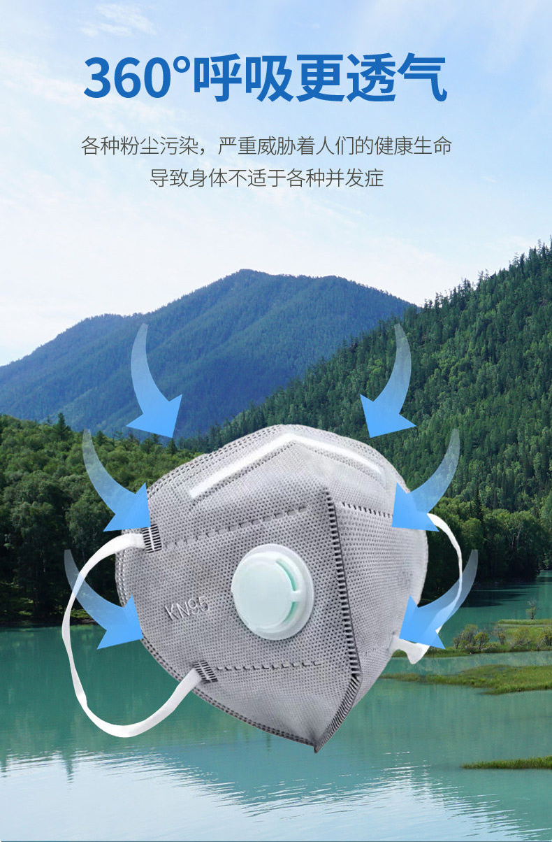 定和DH9515V耳帶式帶閥KN95防塵口罩活性炭口罩6