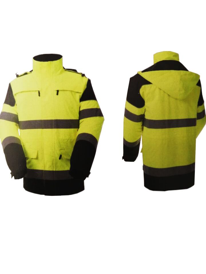 雷克蘭851343AF103高可視熒光黃阻燃抗靜電防寒服