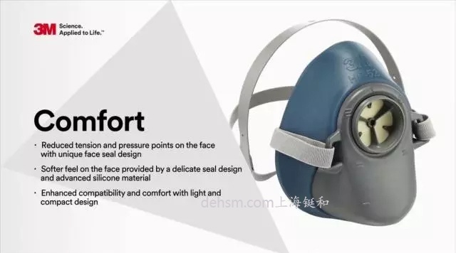 3M HF-50單濾盒硅膠半面罩硅膠材質(zhì)本體，重量輕，無壓迫感