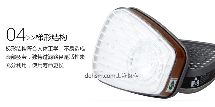 3M6001i-CN濾毒盒梯形結(jié)構(gòu)，人體工程學(xué)
