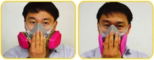 防毒面具正壓密閉性檢測(cè)方法圖示