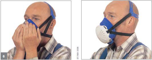 佩戴后，檢查防塵面罩密閉性